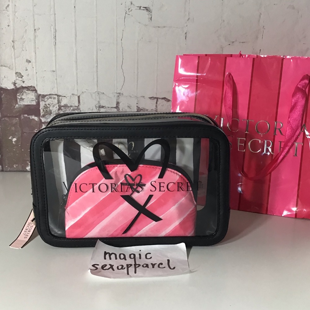 VICTORIA’S SECRET 3 PIECE MAKEUP BAG COSMETIC CASE - Picture 2 of 2